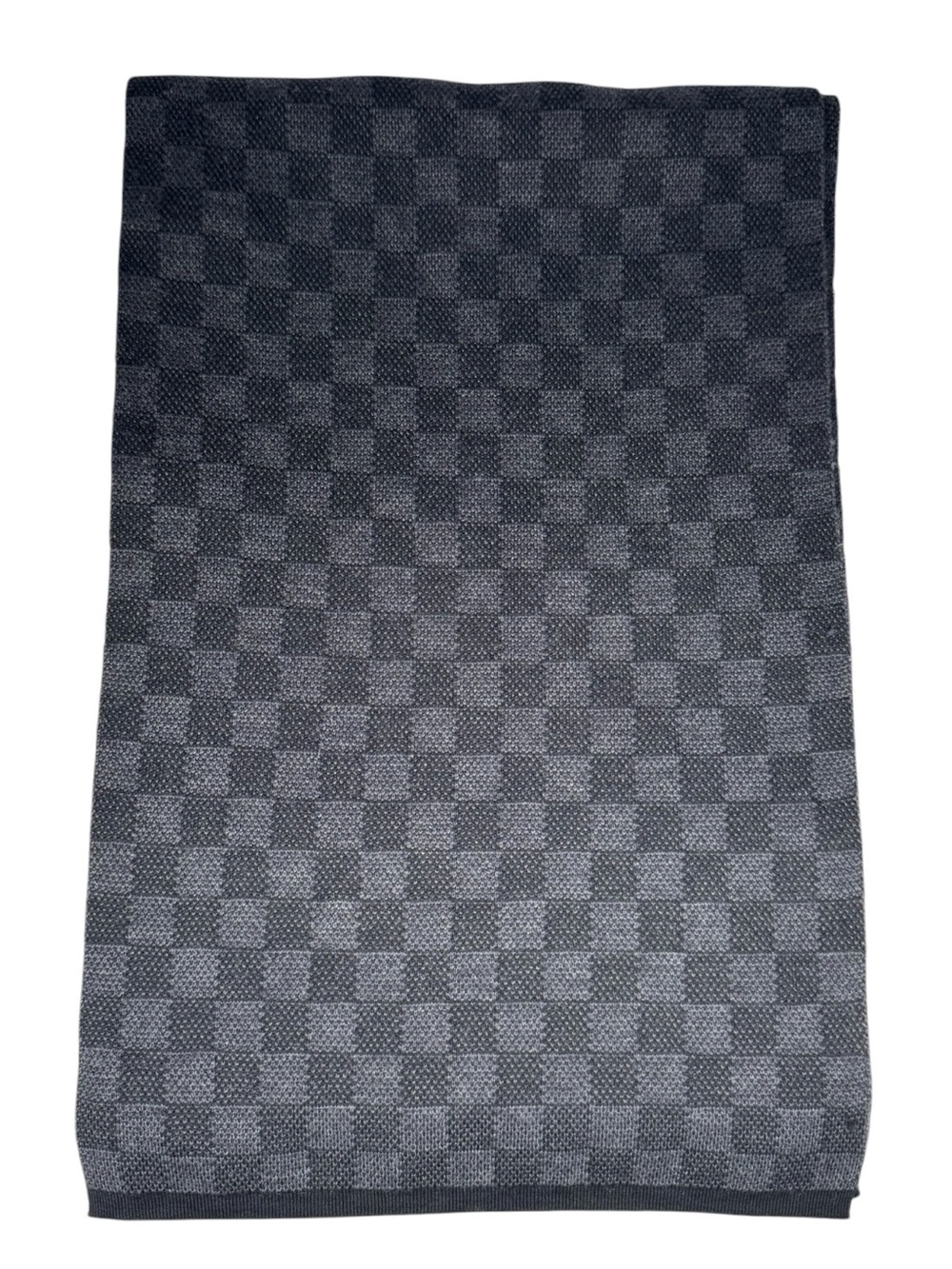 Louis Vuitton Damier Graphite 100% Wool Scarf Gray Black Made in Italy Authentic